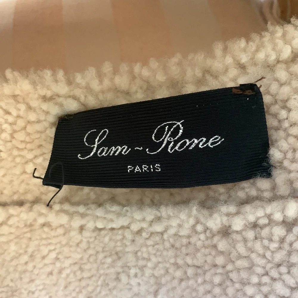 Designer Shearling Fur cropped jacket Sam Rone S 6 - Picture 9 of 10